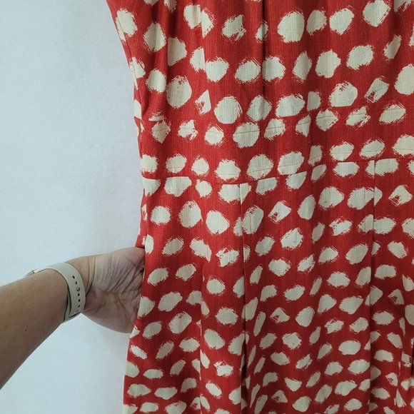 Eliza J Dress Womens 6 Red Print Fit & Flare Pockets Sleeveless Back Zip Lined - Picture 9 of 16